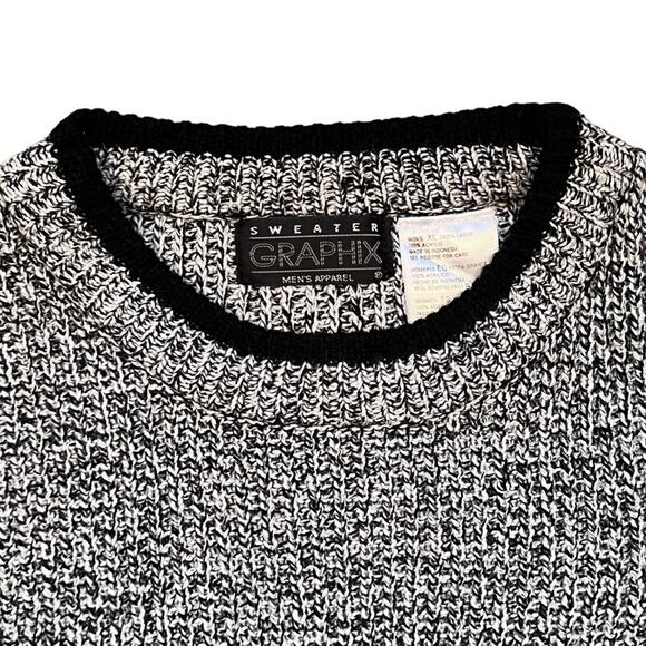 Graphix Gray Black Knit Oversized Vintage 90s Pullover Sweater Mens Size XL - Picture 5 of 6